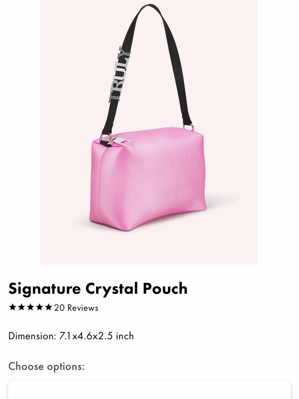 Crystal-Embellished Pink Cosmetic Pouch with Strap